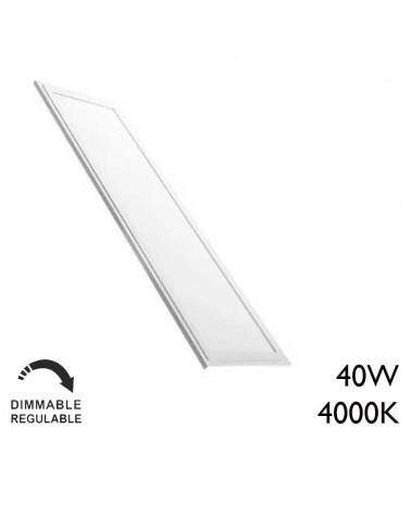 Rectangular recessed LED panel in white finish aluminum 40W 120x30cm 4000K DIMMABLE