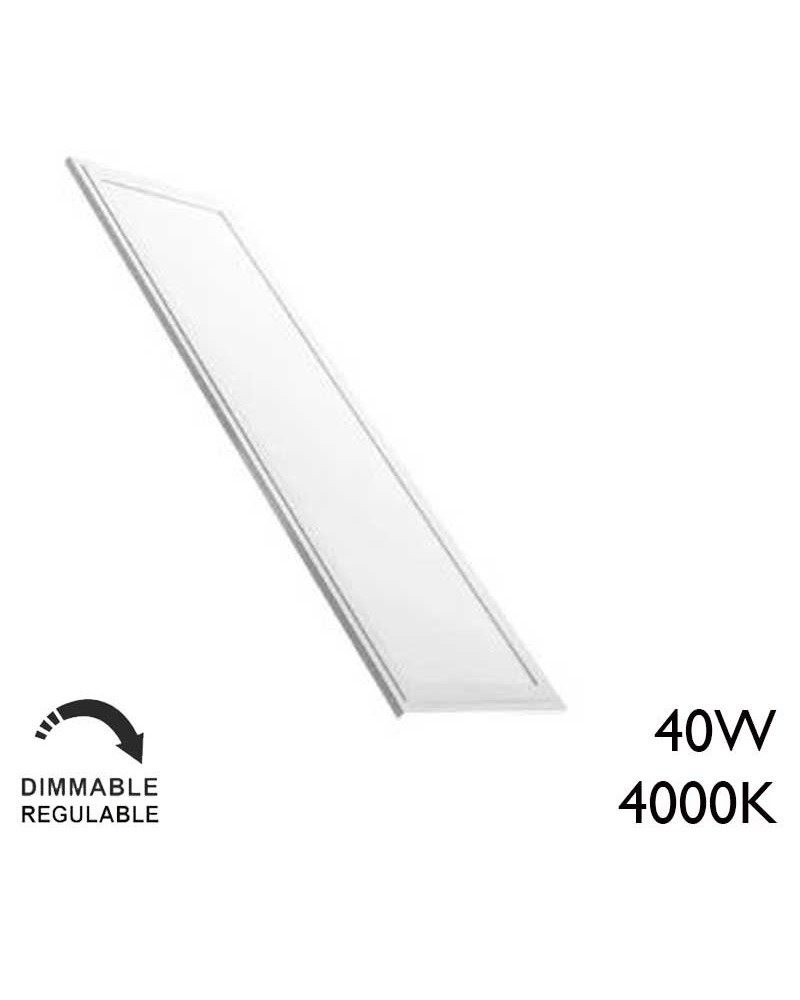 Panel LED de empotrable rectangular de aluminio acabado blanco 40W 120x30cm 4000K REGULABLE