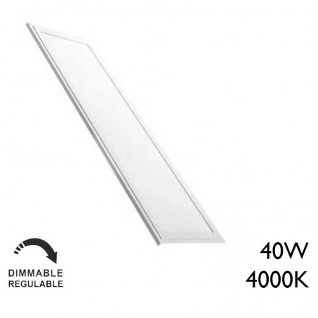 Panel LED de empotrable rectangular de aluminio acabado blanco 40W 120x30cm 4000K REGULABLE