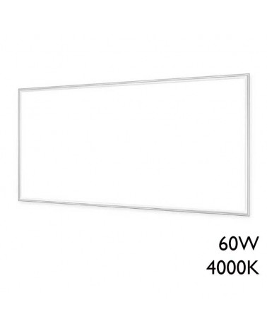 Rectangular recessed LED panel in white finish aluminum 60W 120x60cm 4000K
