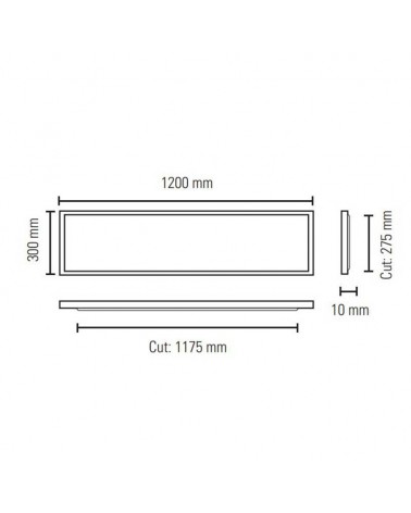 Panel LED de empotrable rectangular de aluminio acabado blanco 40W 120x30cm 4000K REGULABLE