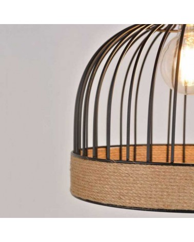 Ceiling lamp shade with 31cm metal rods and rope E27