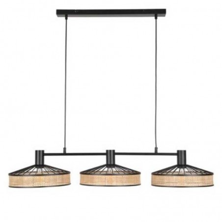 Ceiling lamp with 3 100cm wire and cane E27 shades