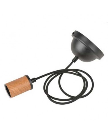 Ceiling lamp E27 wood effect fabric and metal holder 135cm