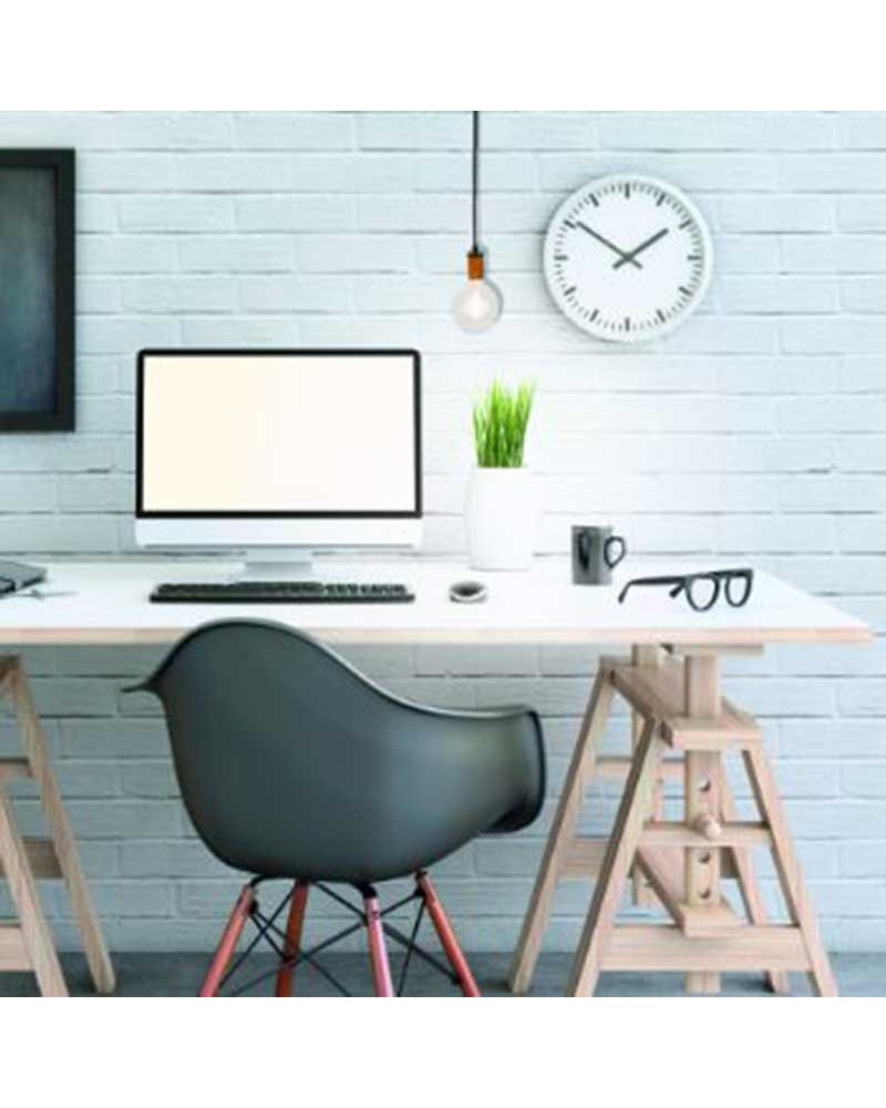 Portalámparas de techo 135cm de tela y metal efecto madera E27