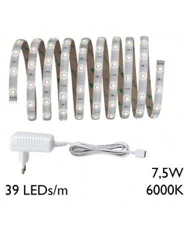 LED strip 3 meter 39 Leds per meter 7.5W 6000K 810Lm with 18V transformer
