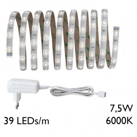 LED strip 3 meter 39 Leds per meter 7.5W 6000K 810Lm with 18V transformer