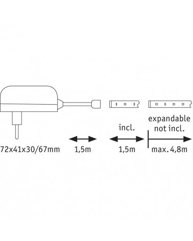 Tira LED de 1,50 metros 39 Leds por metros 4,5W 3000K 400Lm con transformador 12V