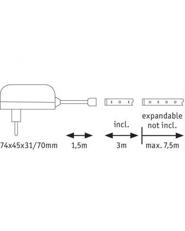 LED strip 3 meter 39 Leds per meter 7.5W 6000K 810Lm with 18V transformer