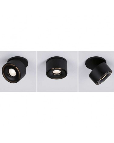 Foco cilindro de techo empotrable 7,8cm acabado negro mate LED 8W aluminio basculante 90º