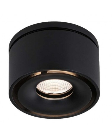 Recessed ceiling cylinder spotlight 7.8cm matte black finish LED 8W aluminum tilting 90º