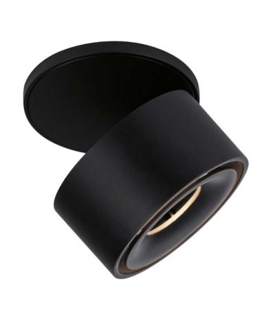 Recessed ceiling cylinder spotlight 7.8cm matte black finish LED 8W aluminum tilting 90º