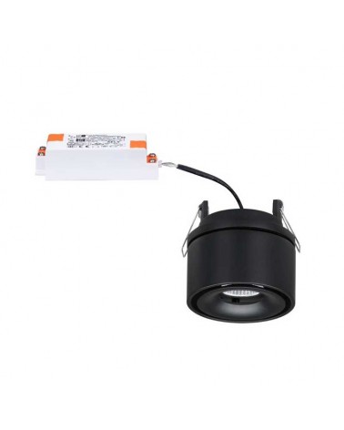 Recessed ceiling cylinder spotlight 7.8cm matte black finish LED 8W aluminum tilting 90º