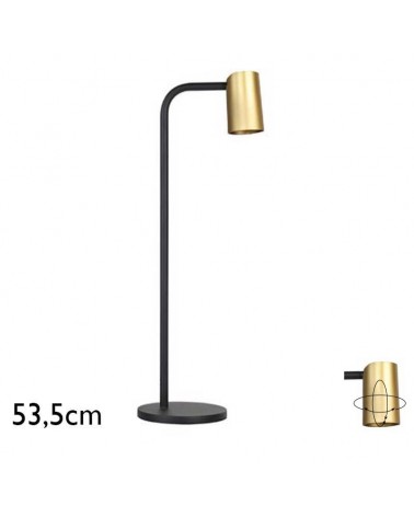Lámpara de mesa 53,5cm de aluminio acabado negro y dorado GU10 cabezal giratorio