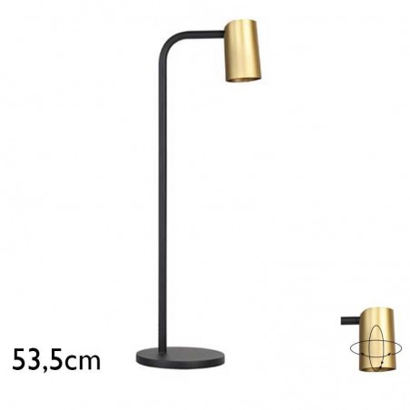 Lámpara de mesa 53,5cm de aluminio acabado negro y dorado GU10 cabezal giratorio