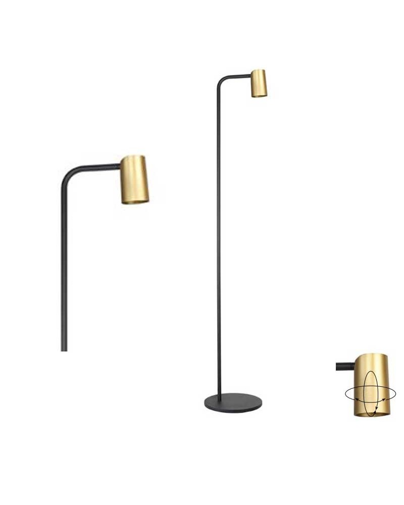 Lámpara de pie 123,5cm de metal acabado negro y dorado G10 cabezal giratorio