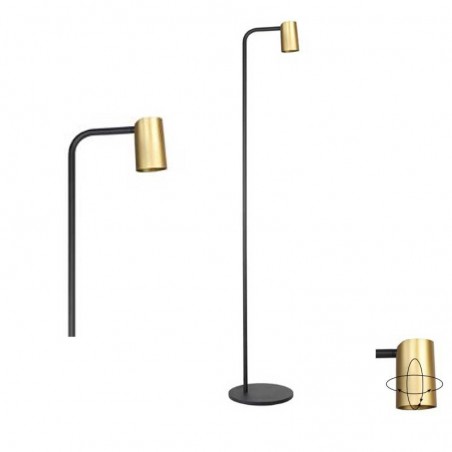 Lámpara de pie 123,5cm de metal acabado negro y dorado G10 cabezal giratorio