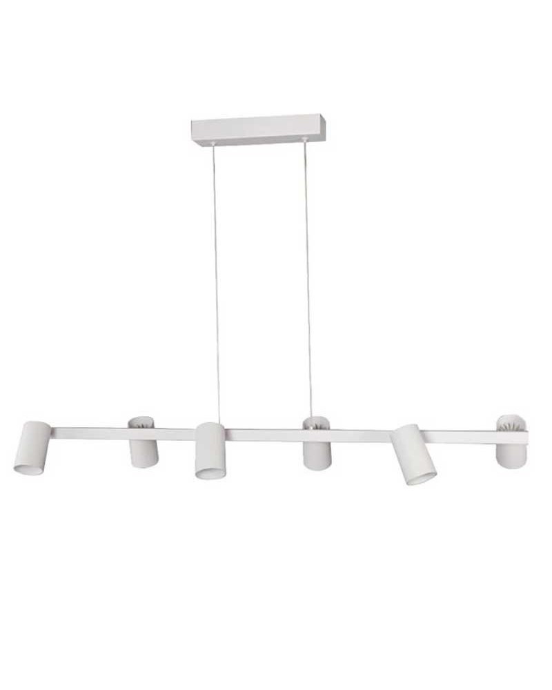 Lámpara colgante 101cm con 6 pantallas de aluminio acabado blanco o negro GU10