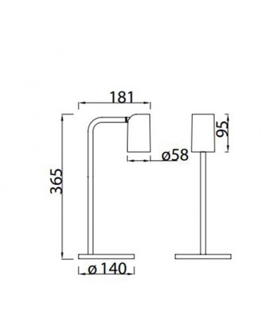 Lámpara de mesa 36,5cm de aluminio acabado negro y dorado GU10 cabezal giratorio