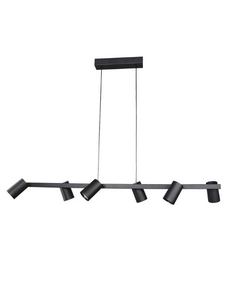 Lámpara colgante 101cm con 6 pantallas de aluminio acabado blanco o negro GU10