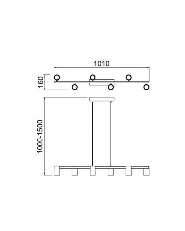 Lámpara colgante 101cm con 6 pantallas de aluminio acabado dorado y negro GU10