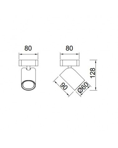 Ceiling spotlight 12.8cm black and gold finished aluminum GU10