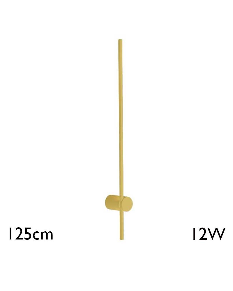 Wall light LED 125cm high in gold finish aluminum 12W 3000K
