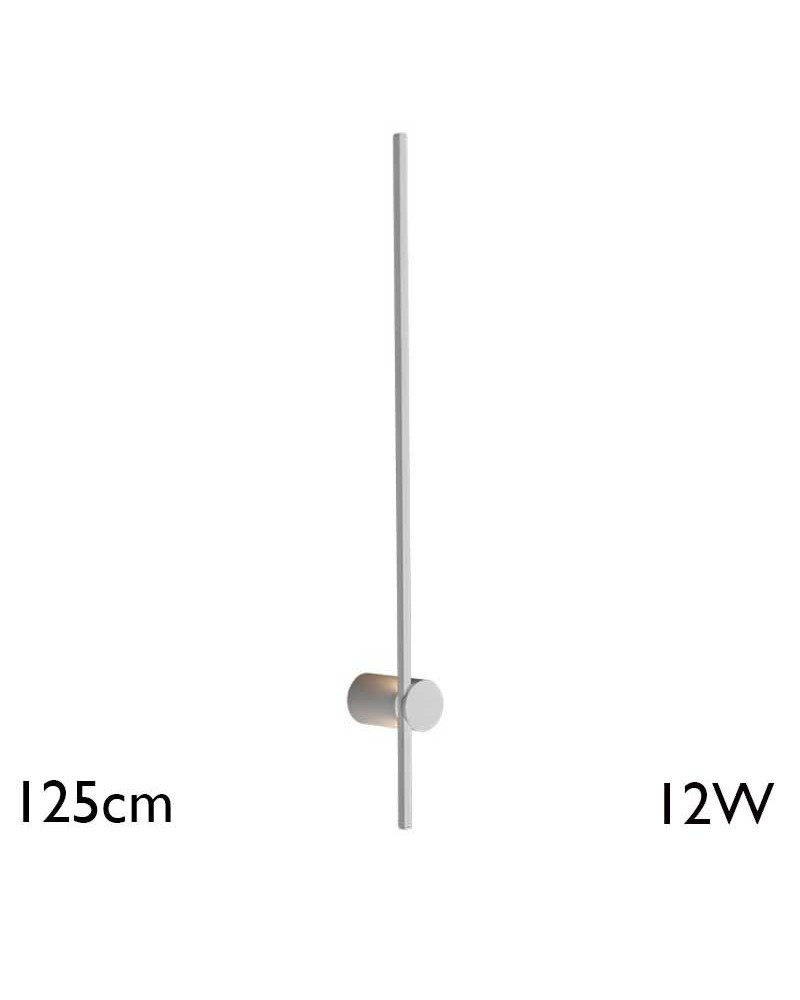 Wall light LED 125cm high aluminum with white or black finish 12W 3000K