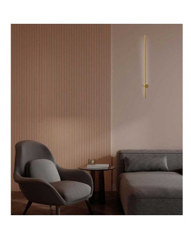 Aplique LED de pared de 125cm de alto de aluminio acabado oro 12W 3000K