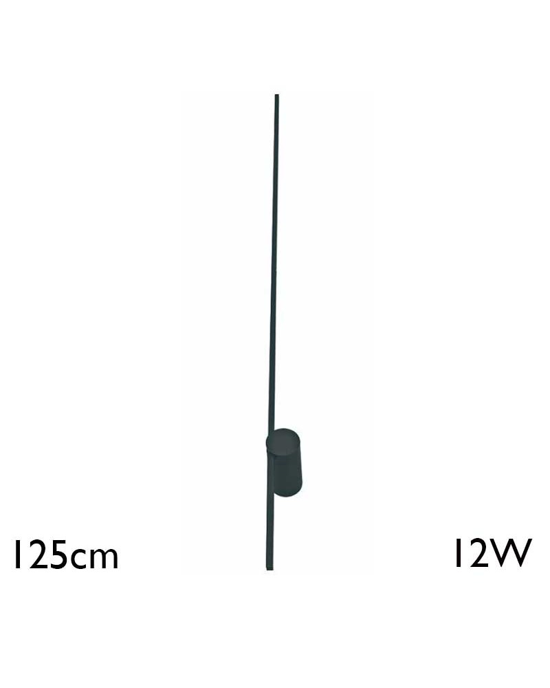 Wall light LED 125cm high aluminum with white or black finish 12W 3000K