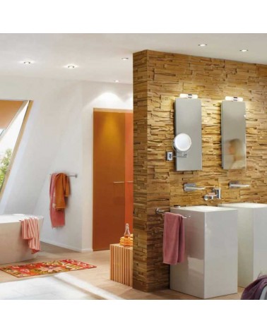 Bathroom wall light 33cm metal and glass chrome and opal 2xE14 IP44