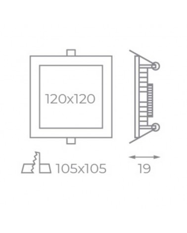 Square downlight LED 6W CCT 12cm black 3000ºK 4000ºK 6000ºK