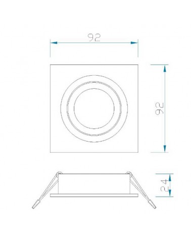 Recessed ring 9.2cm square aluminum white or black GU10