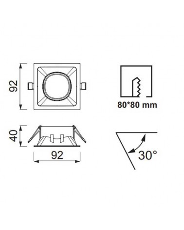 Recessed ring 9.2cm square different finishes GU10
