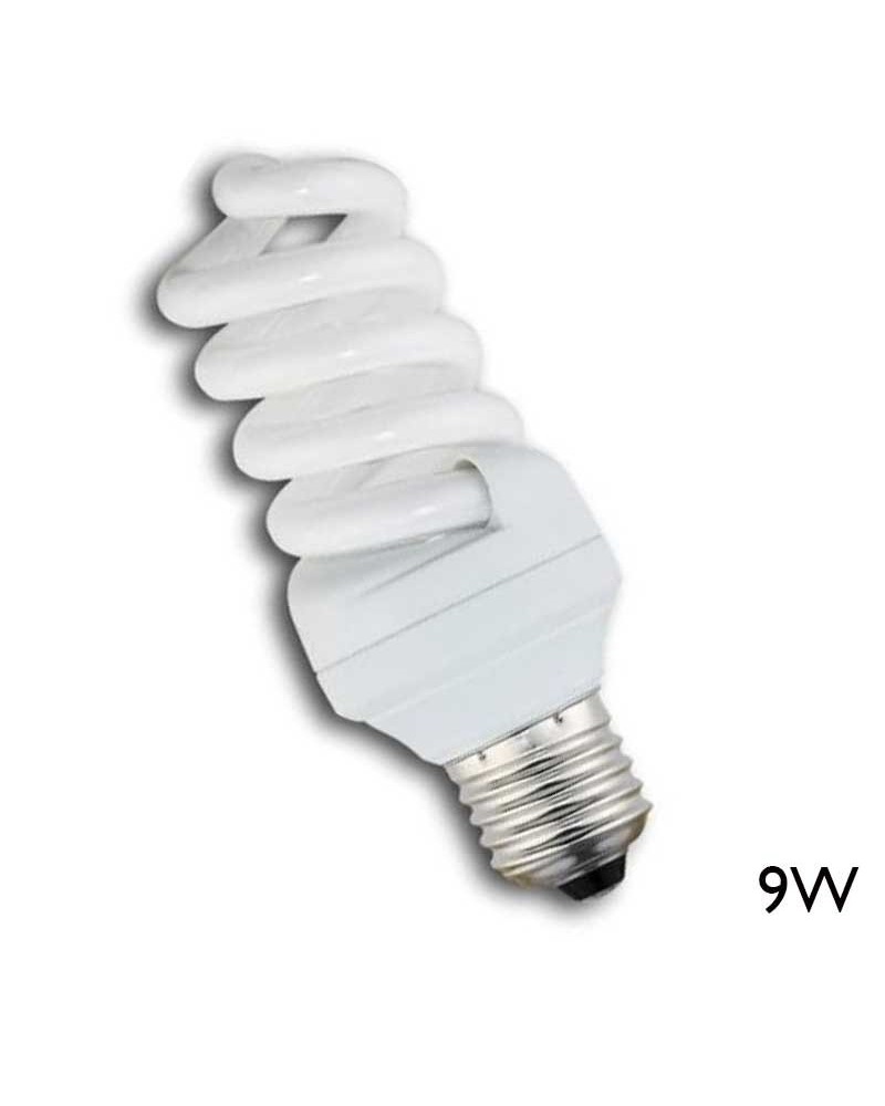 Bombilla bajo consumo MINI espiral 9W E27 luz blanca día 6500K