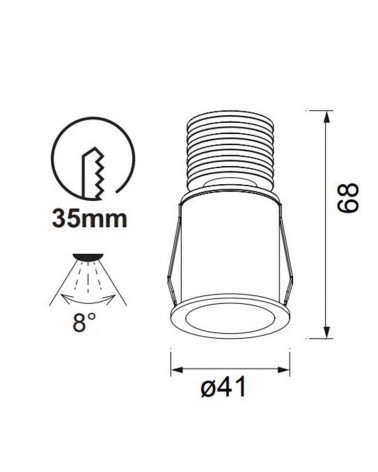Empotrable LED downlight 3W aluminio 2700K IP54