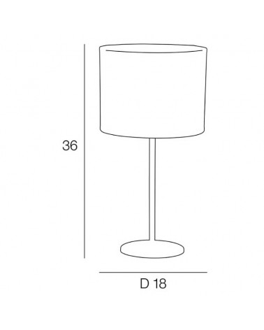 Lámpara de mesa 36cm de metal  y pantalla de algodón E14