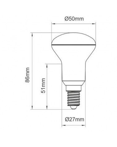 Bombilla Reflectora 50mm LED 5W E14 120º 3000K