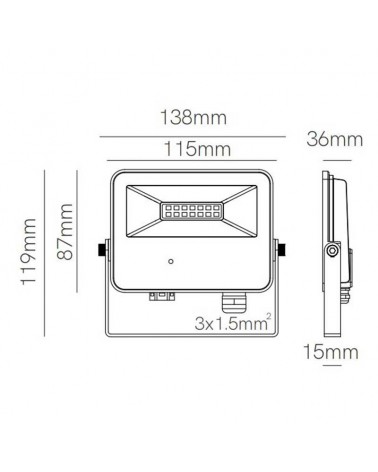 Outdoor projector 13.8cm with presence sensor 10W 4000K IP65