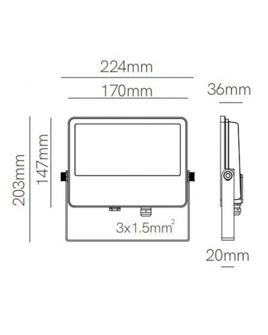 Outdoor projector 22.4cm 40W 4800Lm IP65 CCT Switch 2700K/3200K/4000K