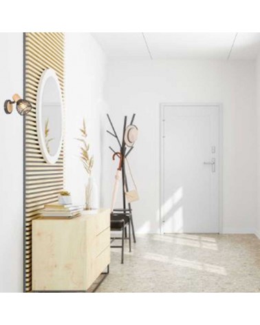 Wall lamp 12cm in black finish metal and wood effect E14