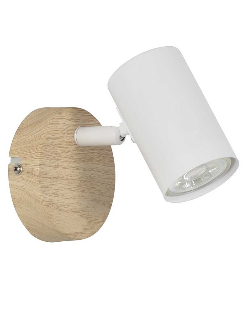 Aplique 14,5cm de metal y madera acabado blanco y natural oscilante GU10 IP44