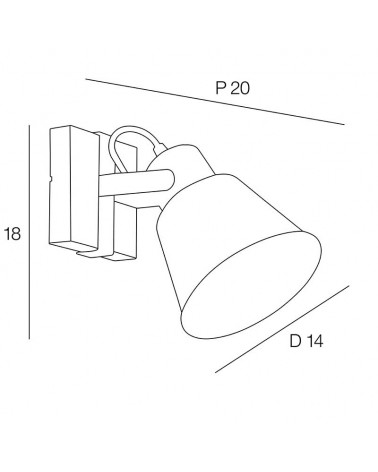 Aplique 18cm de metal acabado negro mate y madera acabado oscuro oscilante E27