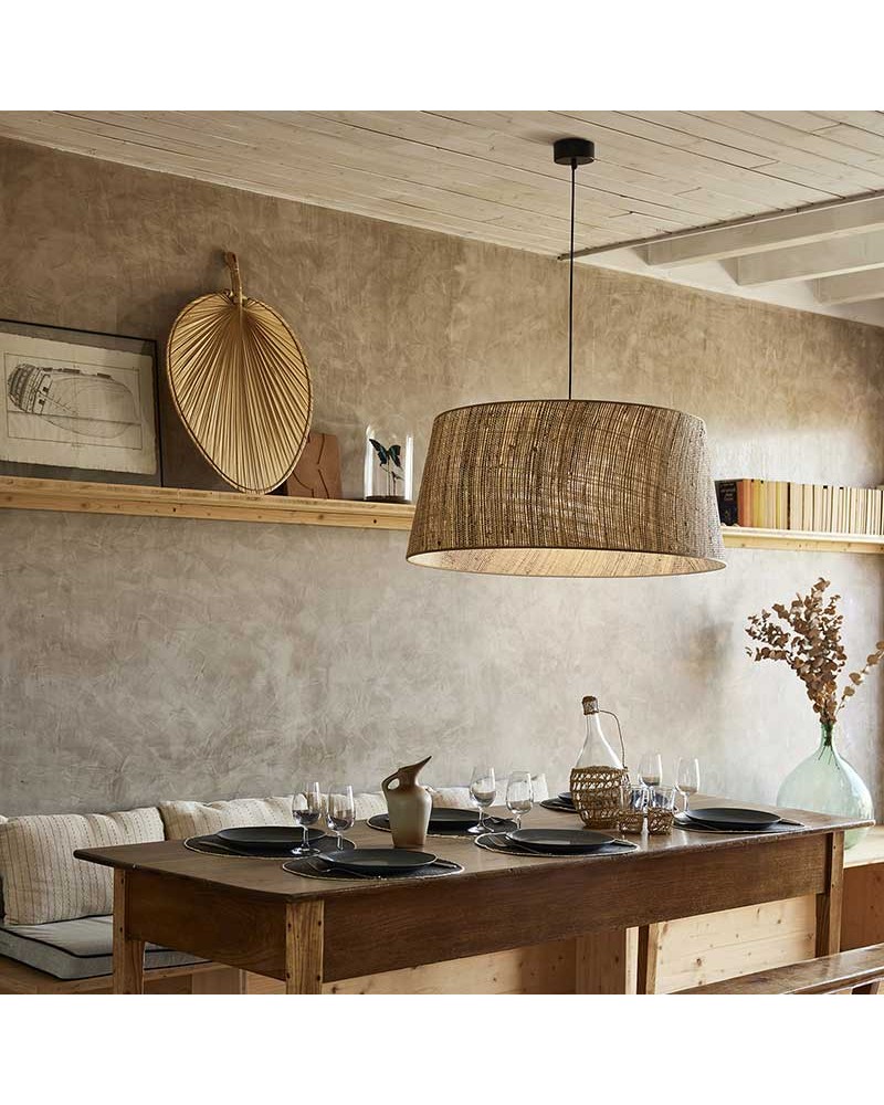 Lámpara de techo circular pantalla 78cm de fibra natural E27