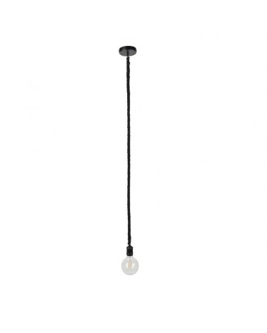 Ceiling lamp metal and rope in black or natural E27