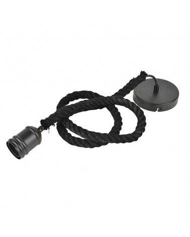 Lámpara de techo de metal y cuerda en negro o natural E27