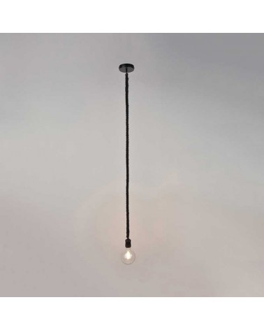 Ceiling lamp metal and rope in black or natural E27