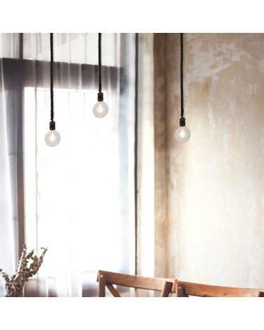 Ceiling lamp metal and rope in black or natural E27