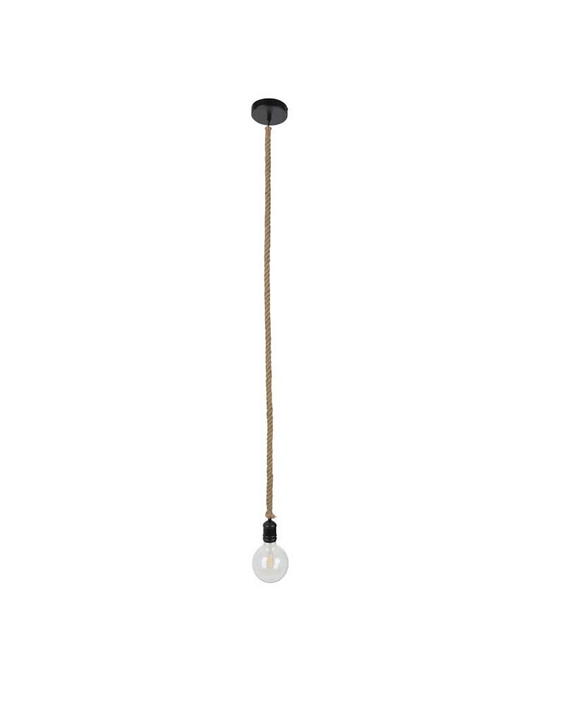 Ceiling lamp metal and rope in black or natural E27