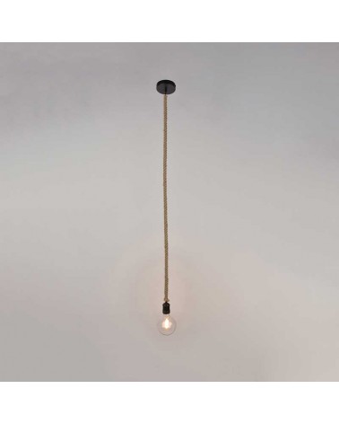 Ceiling lamp metal and rope in black or natural E27